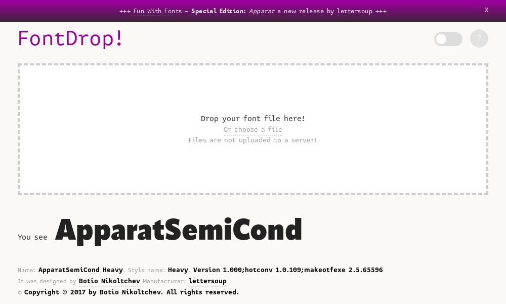 Screenshot of FontDrop!