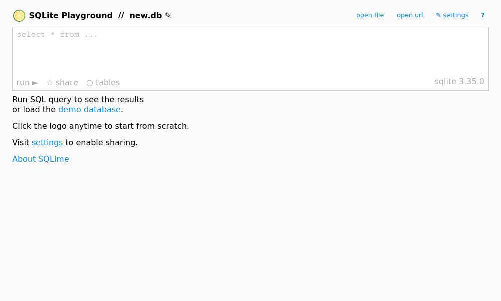Screenshot of SQLime
