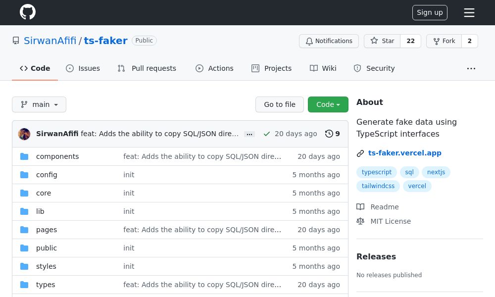 Screenshot of ts-faker